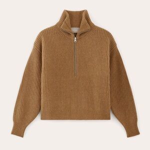 Everlane The Half-Zip Sweater in Luxe Merino Wool brown size M excellent cond